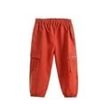thumbnail image 1 of FRSASU Boys Trousers Cargo Pants Solid Color Length Pants Elastic Cuffs Pants Red 1-2 Years, 1 of 3