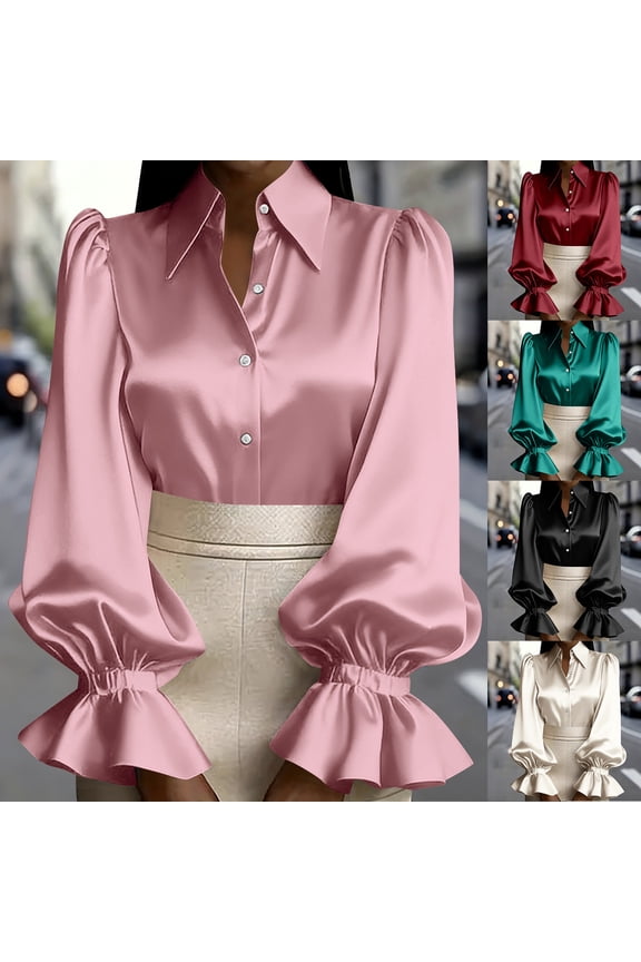 Button Down Shirts for Women Long Sleeve Stretch Dress Shirts Wrinkle-Free Work Blouses Slim Fit office Tops Wine