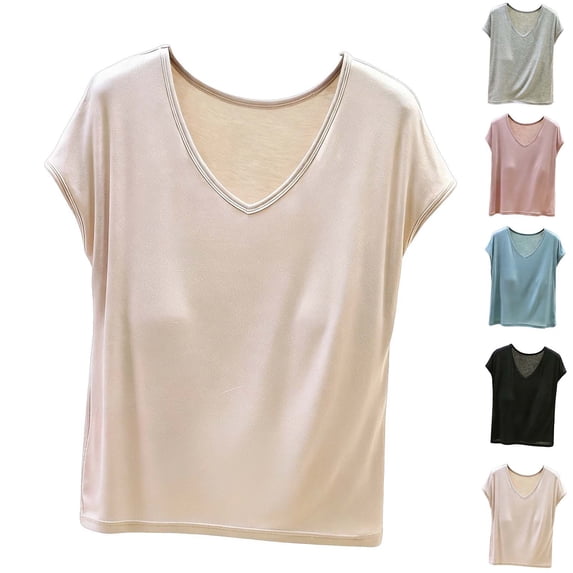 FRSASU Cap Sleeve T-Shirt for Women V-Neck Solid Color Sleeveless Loose Fit Lightweight Summer Casual Tops Pink