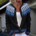 thumbnail image 1 of FRSASU Cardigan Ethnic Style Jacquard Sweaters for Women Lightweight Button Up Cardigans Fall Knit Sweater Tops Blue, 1 of 4