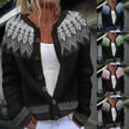 thumbnail image 1 of FRSASU Cardigan Ethnic Style Jacquard Sweaters for Women Lightweight Button Up Cardigans Fall Knit Sweater Tops Pink, 1 of 4
