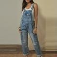 thumbnail image 1 of FRSASU Cargo Jean Overalls for Women Wide Leg Bib Utility Stretchy Denim Jumpsuit Overall Loose Trendy with Pockets Blue, 1 of 9