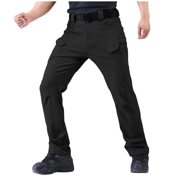 FRSASU Cargo Pants for Men Ripstop Waterproof and Windproof Outdoor Work Pants Multi Pockets Comfy Quick Dry Hiking Trousers Black