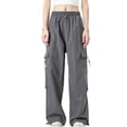 thumbnail image 1 of FRSASU Cargo Pants for Women Baggy Solid Tracksuit Pants with Multiple Pockets Y2k Retro Casual Trousers Fashion Streetwear Dark Gray-B, 1 of 6