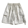 thumbnail image 1 of FRSASU Cargo Shorts for Men Elastic Waistband Drawstring Summer Pocket Design Casual Big & Tall Relaxed Fit Work Shorts Beige, 1 of 8