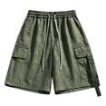 thumbnail image 1 of FRSASU Cargo Shorts for Men Elastic Waistband Drawstring Summer Pocket Design Casual Big & Tall Relaxed Fit Work Shorts Green, 1 of 8