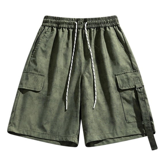 FRSASU Cargo Shorts for Men Elastic Waistband Drawstring Summer Pocket Design Casual Big & Tall Relaxed Fit Work Shorts Green