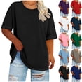 thumbnail image 1 of FRSASU Women's Oversized Plus Size T-shirts Loose Fit Crew Neck Casual Solid Color Summer Basic Tees White, 1 of 6