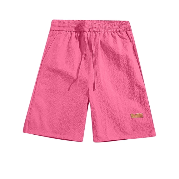 FRSASU Casual Wide Leg Shorts for Men Breathable Quick Dry Gym Shorts Elastic Waist Drawstring Lounge Shorts with Pockets Hot Pink