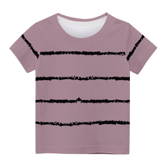FRSASU Children'S Clothing Summer ,Shirts for Kids Short Sleeve Graphic T-Shirt Round Neck Crop Top for 3-14 Years Girls and Boy T-Shirt Tee Pink 5-6 Years