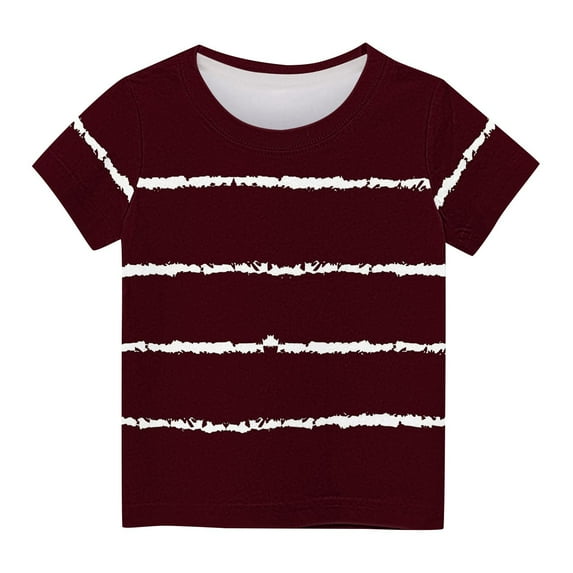 FRSASU Children'S Clothing Summer ,Shirts for Kids Short Sleeve Graphic T-Shirt Round Neck Crop Top for 3-14 Years Girls and Boy T-Shirt Tee Wine 13-14 Years