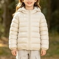 thumbnail image 1 of FRSASU Children's Winter Solid Color Long Sleeves Hooded Zipper Quilted Coat Keep Warm Coat Kids Beige, 1 of 7