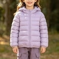 thumbnail image 1 of FRSASU Children's Winter Solid Color Long Sleeves Hooded Zipper Quilted Coat Keep Warm Coat Kids Purple, 1 of 7