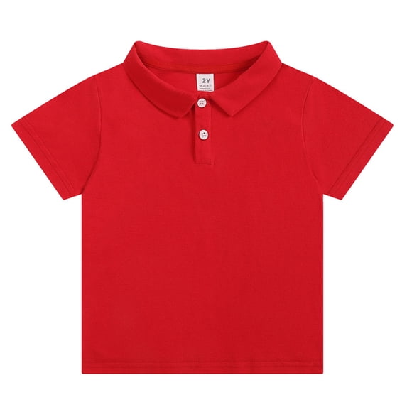 FRSASU Childrens Classic Polo Shirt Short Sleeve Solid Basic Button Up Uniform Polo Shirts Red