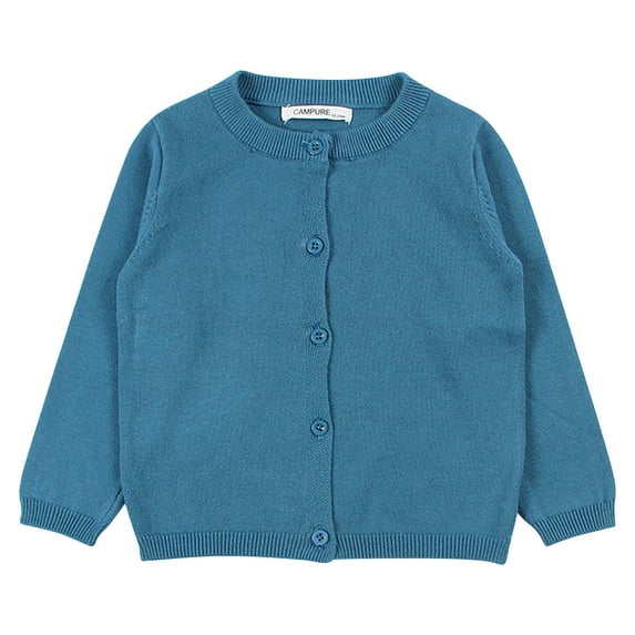 FRSASU Baby Infant Kids Autumn and Winter Sweater Candy Color Cardigan Solid Color Small Cardigan Children's Sweater Blue 5 Years