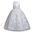 thumbnail image 1 of FRSASU Clearance Children Dress Girl No Sleeve Princess Dress Snowflake Pattern Printed Net Yarn Long Dress Canonicals White 9-10 Years, 1 of 9