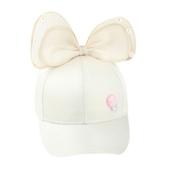 FRSASU Kids Children Pearl Bowknot Lollipop Peaked Hat Baseball Cap Sunhat