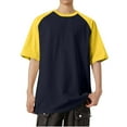 thumbnail image 1 of FRSASU Mens Shirts Short Sleeve Color Block Casual Raglan Short Sleeved Concise Round Neck Shirts Navy S, 1 of 5