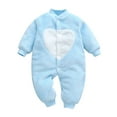 thumbnail image 1 of FRSASU Newborn Infant Fleece Thick Warm Jumpsuit Playsuit Romper Clothes Light blue 80(80), 1 of 4