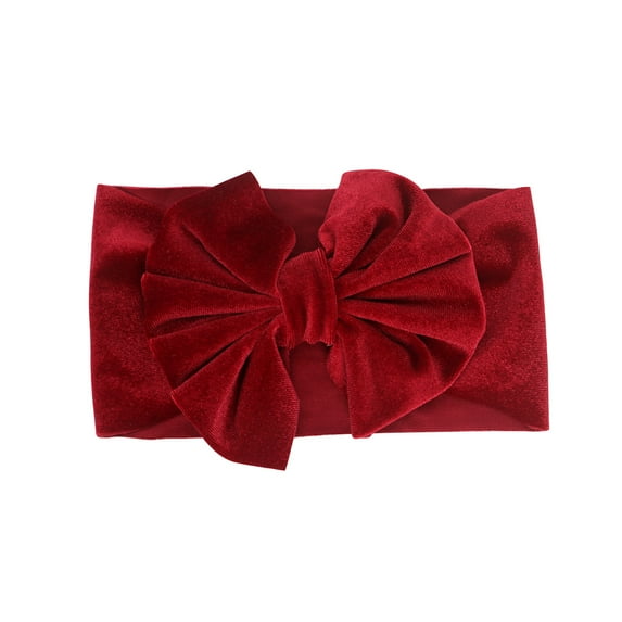FRSASU Toddler Baby Girls Solid Color Gold Velvet Pleated Oversized Bow Headwear Headband Hair Accessories
