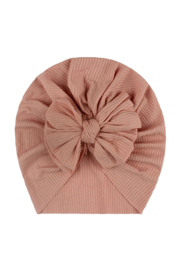 Toddler Kids Baby Boy Girl Solid Knotted Hat Beanie Bow Headwear Accessories