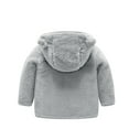 thumbnail image 1 of FRSASU Clearance Toddler Kids Baby Grils Boy Ear Zipper Solid Thick Hooded Coat Warm Outwear Gray 3-4 Years, 1 of 3