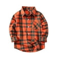 thumbnail image 1 of FRSASU Toddler Shirt Jacket Plaid Long Sleeve Lapel Button Jacket Kids Boys Girls Shirts Coats Fall Tops Orange 4-5 Years, 1 of 5