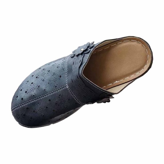 FRSASU Clogs for Women Mules Shoes: Comfortable Arch Support Closed Toe Sandals Backless Low Wedge Slip on Shoes Navy