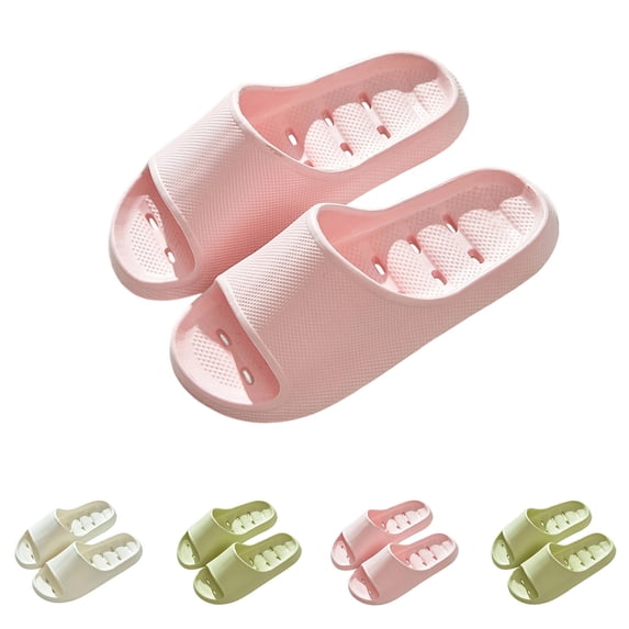 FRSASU Cloud Slides Pillow Slippers for Women and Men Shower Bathroom Sandals Ultra Soft Cushioned Thick Sole Slippers White