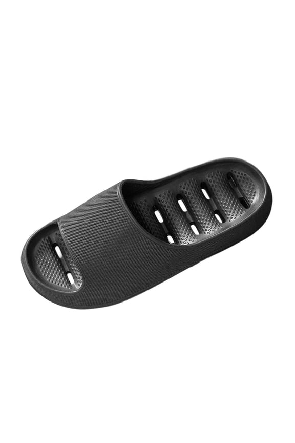 Cloud Slides for Men EVA Open Toe Quick Drying Bathroom Shower Non-Slip Soft Indoor & Outdoor House Slippers Black