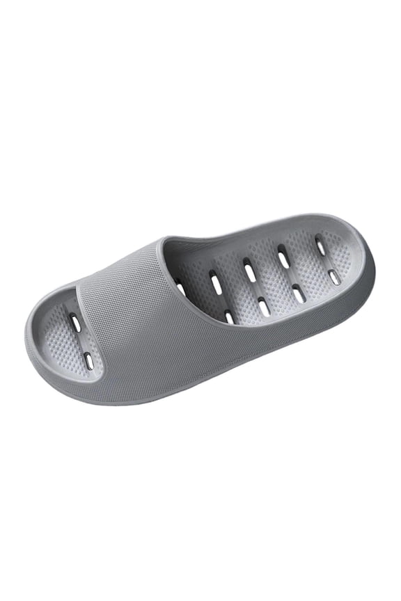 Cloud Slides for Men EVA Open Toe Quick Drying Bathroom Shower Non-Slip Soft Indoor & Outdoor House Slippers Gray