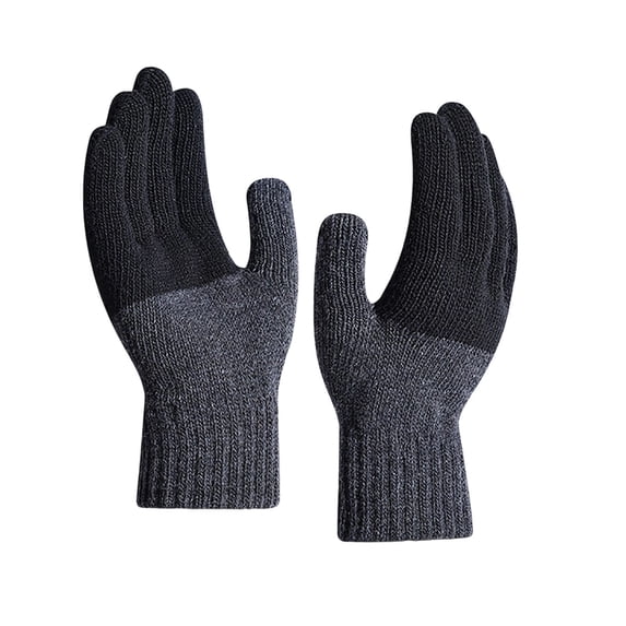 FRSASU Color Block Knit Winter Gloves for Men Women Elastic Ribbed Cuff Stretch Warm thermal Cold Weather Gloves Dark Gray