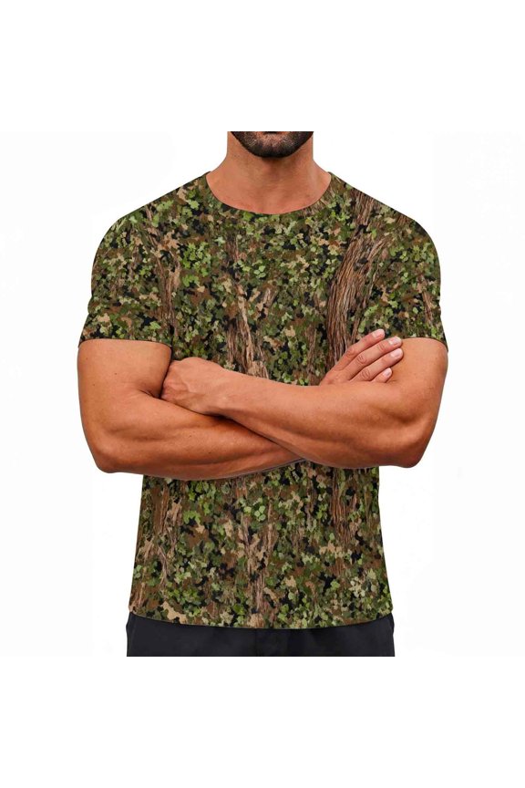 Colorful Geometric Pattern T-Shirt for Men Color Block Printed Short Sleeves Summer Loose T Shirts Crew-Neck Tops Tee Camouflage-E