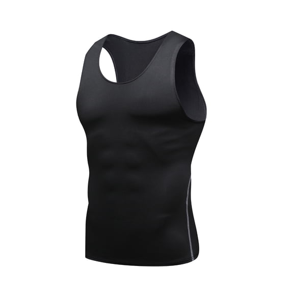 FRSASU Compression Shirt Men Fitness Performance Muscle Sleeveless Bodybuilding Gym Workout Stringer Tank Tops Black