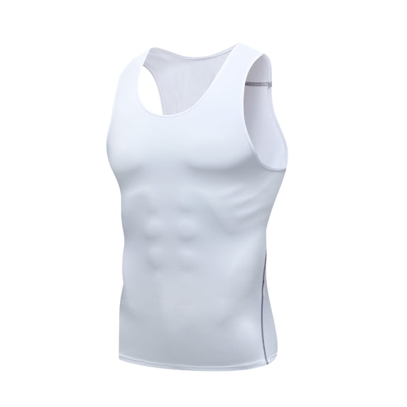 FRSASU Compression Shirt Men Fitness Performance Muscle Sleeveless Bodybuilding Gym Workout Stringer Tank Tops White