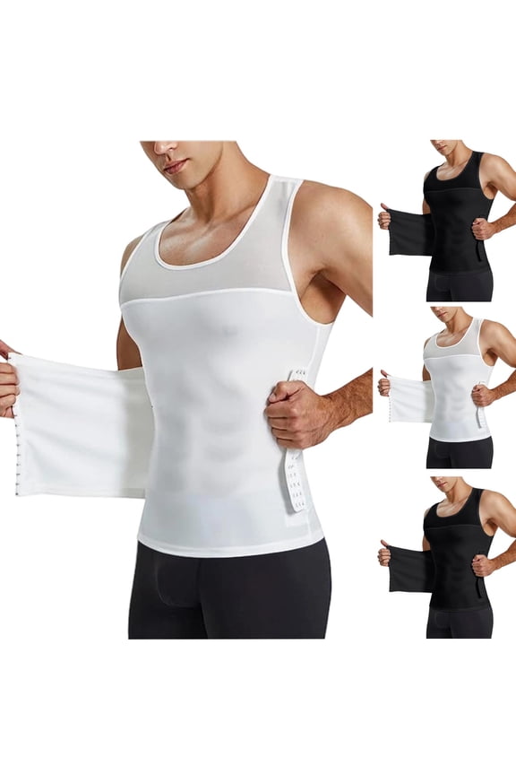 Compression Shirt Men Slimming Undershirt Body Shaper Vest, Compression Tank Top, Shapewear Tummy Control White