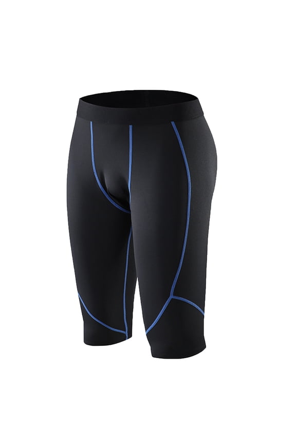 Compression Shorts for Men Quick Dry Elastic Breathable Sports Tights Base Layer Shorts for Running, Workout, Swimming Blue-A