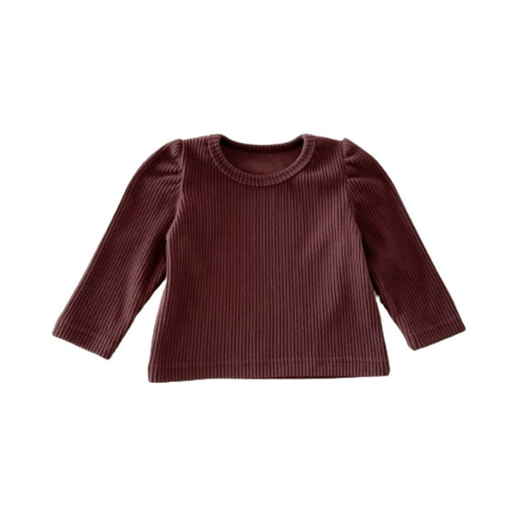 FRSASU Cotton Bottoming Shirt Spring and Fall Thin Solid Color Long-Sleeved T-Shirt Girls Long-Sleeved Brown 1Y