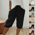 thumbnail image 1 of FRSASU Cotton Linen Shorts for Women Summer Solid Elastic Waist Casual Loose Fit Drawstring Bermuda Short White-B, 1 of 7