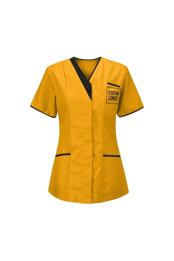 Customer Customization Scrub Top for Women Modern Fit Medical Uniform Personalized Scrub Top for Nurses and Healthcare Professionals Ideal for Clinics and Medical Teams Yellow