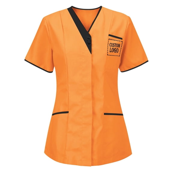 FRSASU Customer Customization Scrub Top for Women Modern Fit Medical Uniform Personalized Scrub Top for Nurses and Healthcare Professionals Ideal for Clinics and Medical Teams Orange