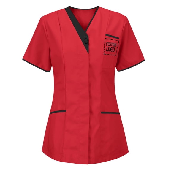 FRSASU Customer Customization Scrub Top for Women Modern Fit Medical Uniform Personalized Scrub Top for Nurses and Healthcare Professionals Ideal for Clinics and Medical Teams Red