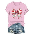 thumbnail image 1 of FRSASU Cute Heart Love Coquette Bow Valentine’s Day Women Short Sleeve Round Neck T-Shirt Pink, 1 of 6