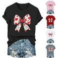 thumbnail image 1 of FRSASU Cute Heart Love Coquette Bow Valentine’s Day Women Short Sleeve Round Neck T-Shirt White, 1 of 6