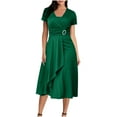 thumbnail image 1 of FRSASU Dress for Women Elegant V-Neck Wrap Ruched Ruffle Work Dresses formal Evening Cocktail Party Gowns Green, 1 of 7