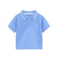 thumbnail image 1 of FRSASU Dressy Cotton Collared T-Shirts for Boys Casual Solid Short Sleeve School Uniform Basic Lapel Button Down Summer Tops Light Blue, 1 of 3