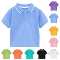 thumbnail image 1 of FRSASU Dressy Cotton Collared T-Shirts for Boys Casual Solid Short Sleeve School Uniform Basic Lapel Button Down Summer Tops Yellow, 1 of 3