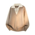 thumbnail image 1 of FRSASU Fake Two Piece Knitted Spring Long Sleeved Lapel Slim Pullover New Fashion Collared Sweater Khaki, 1 of 9