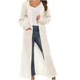 thumbnail image 1 of FRSASU Fall Sweaters for Women Open Front Long Sleeve Winter Sweater long thin Coat with Pockets White, 1 of 5