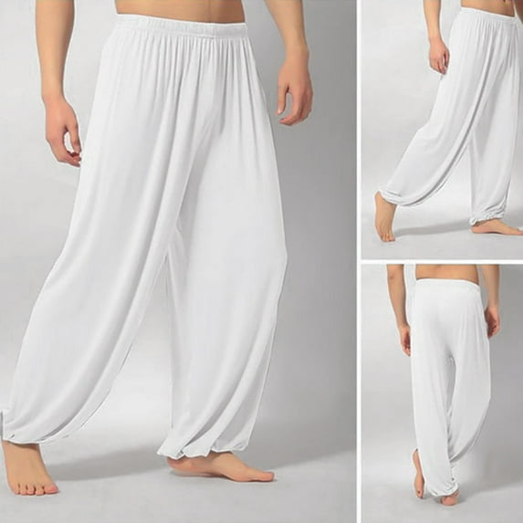 FRSASU Fashion Men Pants Loose Sweatpants Trousers Jogger Dancing yoga Pant White L